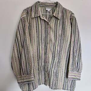 Breckenridge Blouse Womens Petite Medium Green Stretch Cotton Blend Ladies PM